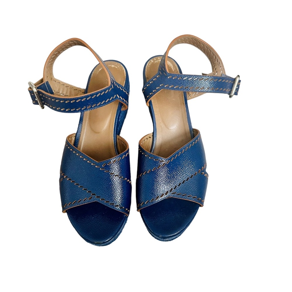 HERMES Espadrille Platform Wedge Sandals 38
